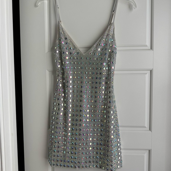 Oh Polly Silver Mini Dress size 4 - Picture 4 of 4